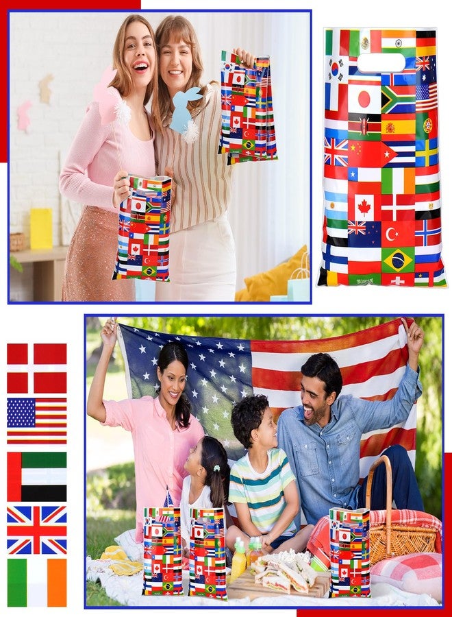 Supervitae 50 Pcs International World Flags Gift Bags with Handles Plastic World Flag Goodie Bag International Party Favor Supplies for Opening Sports Events Celebration Traveler Decoration Bar Clubs - Image 4